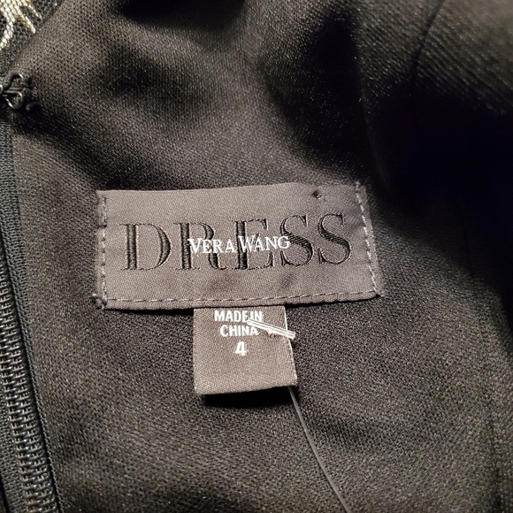 NEW Vera Wang Dress Black Metallic Gold Lace - Picture 4 of 5